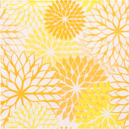 200 Servietten, 3-lagig 1/4-Falz 40 cm x 40 cm gelb Floralies