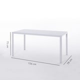 thumbnail of Gartenset mit rechteckigem Tisch aus Stahlstruktur und 6 stapelbaren Monoblock-Stühlen aus Harz – Thomas+Dafne–Weiß