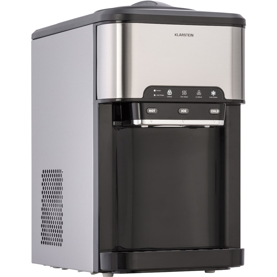 Aqueous Eiswürfelmaschine 3-in-1: Eiswürfel, Wasserspender: heiß & kalt 20 kg/24h Silber