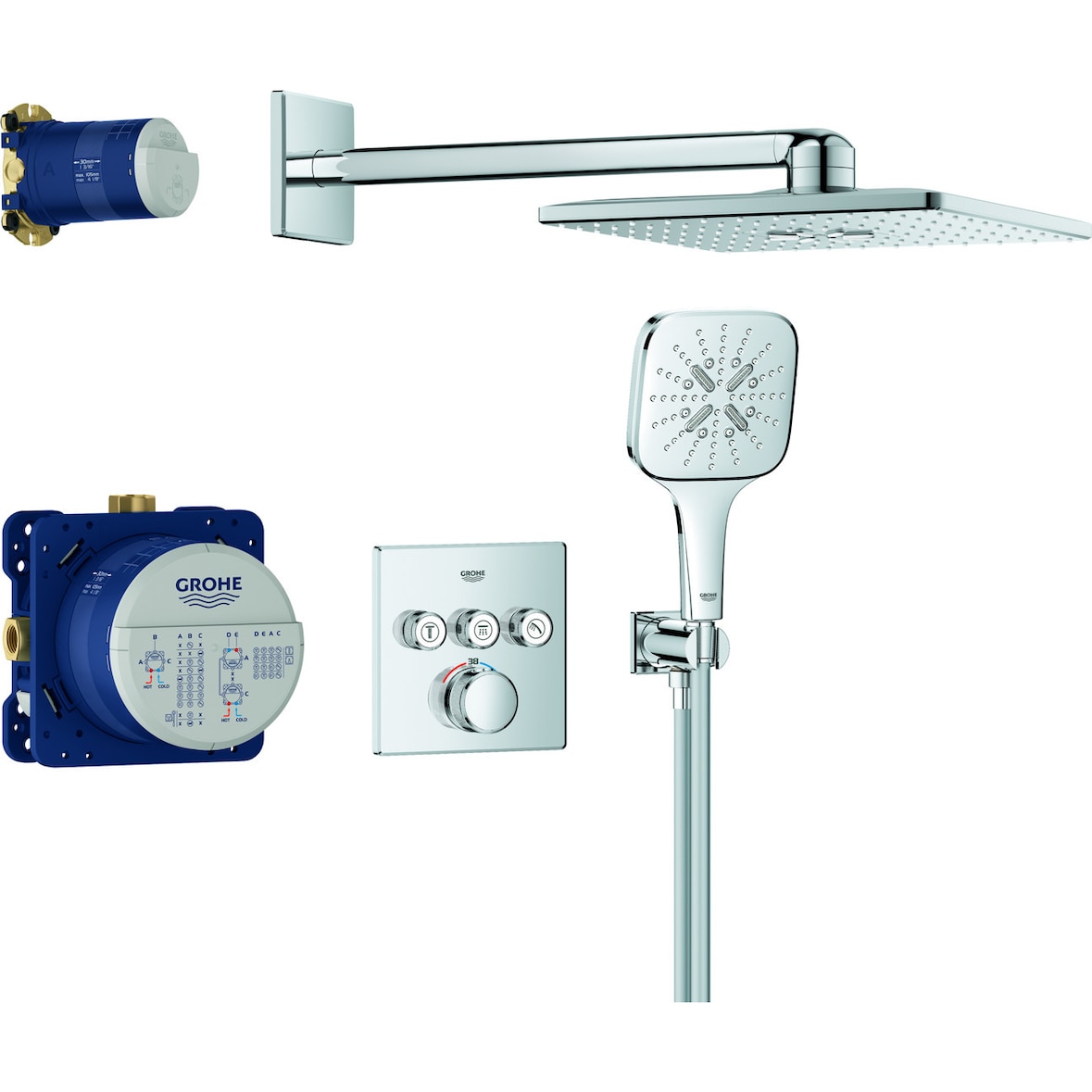 Grohe Duschsystem Grohtherm SmartControl m Fertigs. Th 29126 KB e Stabhb eck. Fo.