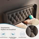 thumbnail of Merax Polsterbett Doppelbett 180*200 cm, Hydraulisches Stauraumbett, mit USB Typ-C Ladefunktion, LED-Funktion(Ohne Matratze), PU, Schwarz