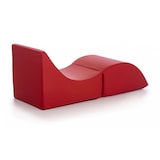 thumbnail of Dmora Klappbett Andreina, Puff umwandelbar in Einzelbett, 100% Made in Italy, Puff, umwandelbar in eine Chaiselongue aus Kunstleder, Cm 130x50h50, Rot