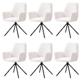 thumbnail of 6er-Set Esszimmerstuhl HWC-G67, Küchenstuhl Armlehne, drehbar Auto-Position, Samt MVG ~ creme-beige, Beine schwarz