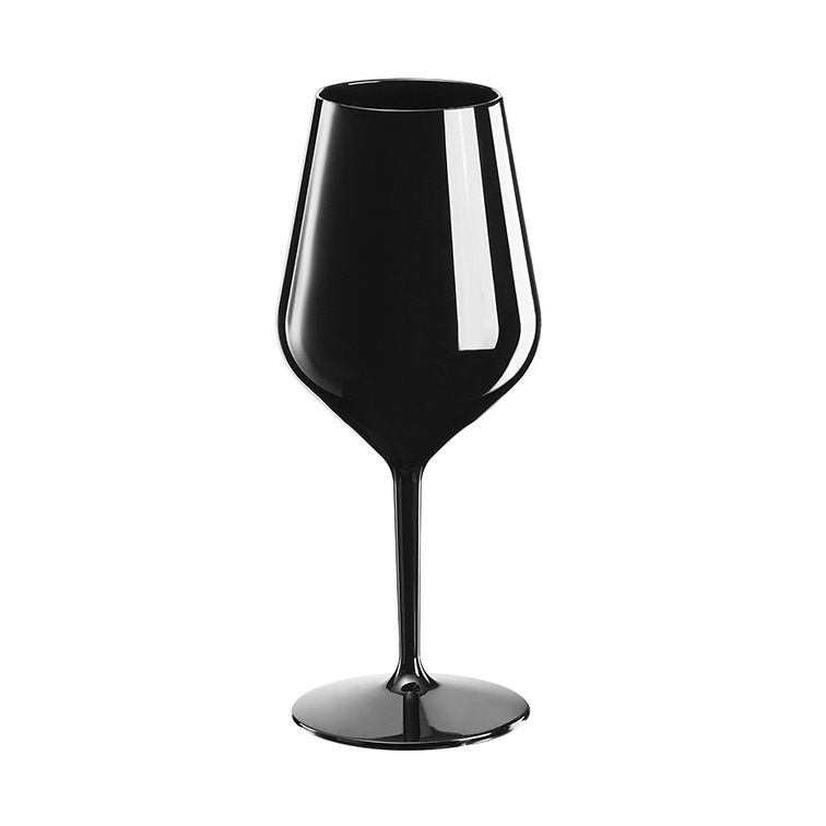 MONOUSO - Sektflöte für Wein Tritan Wiederverwendbar Durable Schwarz 470ml (1 Stück)