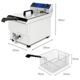 thumbnail of VERTES Roestvrijstalen friteuse, inhoud 13 liter, 50-250 °C, 3000 W, 230 V, koudzoneprincipe, eenvoudig te reinigen, professionele friteuse