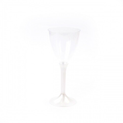 Sovie Tableware Wein- und Wassergläser mit Stiel aus Plastik (PS), Perlmutt-Weiss,180cc, 6 Stück - Einweg