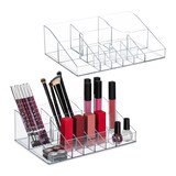 thumbnail of Relaxdays Make Up Organizer, 2er Set, 14 Fächer, Nagellack, Lippenstfit, Kunststoff, Kosmetikorganizer, transparent