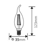 thumbnail of LED Leuchtmittel E14 Filament Flamme Kerzenform C35T 4W 400 Lumen warmweiß (3000 K)