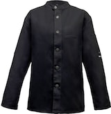 thumbnail of 225 - Kochjacke Bikerstyle, langarm, Druckknöpfe : schwarz 65% Polyester 35%Baumwolle 220 g/m² 2XL