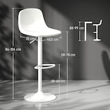 thumbnail of HOMCOM juego de 2 taburetes altos de cocina regulable en altura 84-104 cm con respaldo y reposapiés tapizado en PU giratorio en 360° blanco