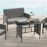 thumbnail of SVITA BROOKLYN XL Rattan Essgruppe Garten Möbel Set mit Tisch, 2 Sessel, 2er Sofa Grau