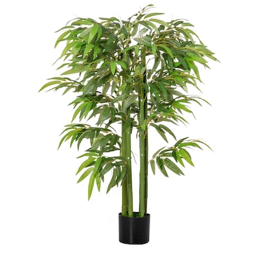 HOMCOM Bambú Artificial 140 cm con Maceta y Cañas Realistas Árbol Sintético Interior para Decoración de Hogar Oficina Exterior Verde
