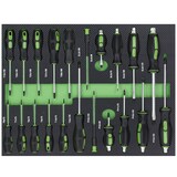 thumbnail of 6 x Werkstattwageneinlagen 520 x 400 mm bestückt mit 254 Teilen Chrom-Vanadium Werkzeug grün