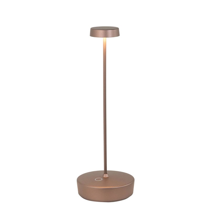 Candeeiro de mesa LED de bronze mate, recarregável e regulável com bateria que dura até 12 horas