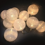 thumbnail of 10er Raffia Kugel-Lichterkette warmweiß batteriebetrieben Kugeln Dekolichterkette : Weiss