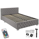 thumbnail of tectake Gestoffeerd bed met LED-strips & opbergruimte - donkergrijs, 140 x 200 cm - 405975