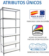 thumbnail of SimonRack Estantería Metálica, 2500x1100x300 mm, 6 Alturas, Bandeja Metal, 200 kg de Punto Flexión, Antracita/Blanco - Simonclick