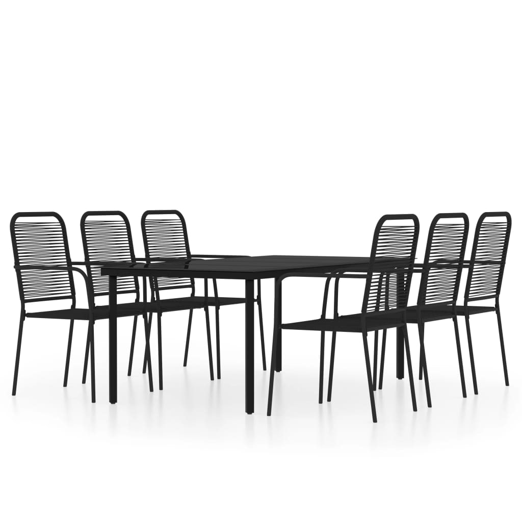 Helloshop26 - Juego de comedor de jardín de 7 piezas negro 02_0014007