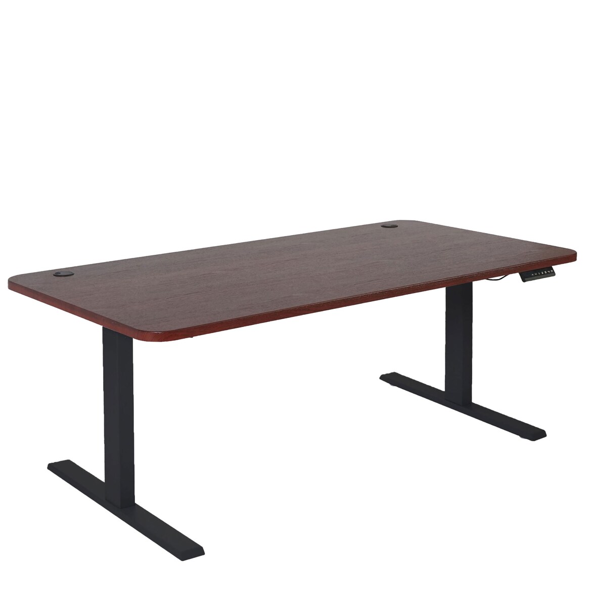 Escritorio HWC-D40, mesa de ordenador, regulable eléctricamente en altura 160x80cm 53kg MVG ~ cerezo, negro