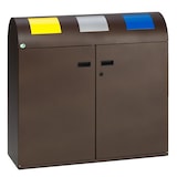 thumbnail of PROREGAL Selbstlöschende Wertstoffsammlstation rund | 80 Liter je Behälter, HxBxT 99,5x108x37,5cm | Verzinkter Stahl | Braun | Mülleimer Abfalleimer