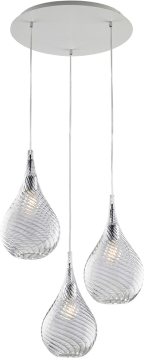 Bonetti Illumina -  Pluvia - Eisenaufhängung mit transparentem Pyrexglas 3 Lichter 141 - Ø50 - BL264-S3-TR