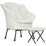 thumbnail of HOMCOM sillón de salón con otomana sillón de relax sillón para lectura con bolsillos laterales y patas de acero para sala de estar dormitorio crema