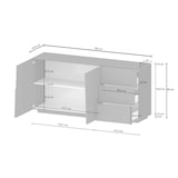 thumbnail of Dmora Kommode Ddalessi, Wohnzimmer-Buffet, Wohnzimmer-Kommode mit 2 Türen und 3 Schubladen, 180x44x86 cm, glänzendes Weiß