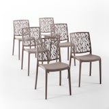 thumbnail of Conjunto 6 Sillas de polipropileno con fibra de vidrio apilables para exterior y jardín, bar y restaurante, cocina diseño moderno - LISA - Tórtola