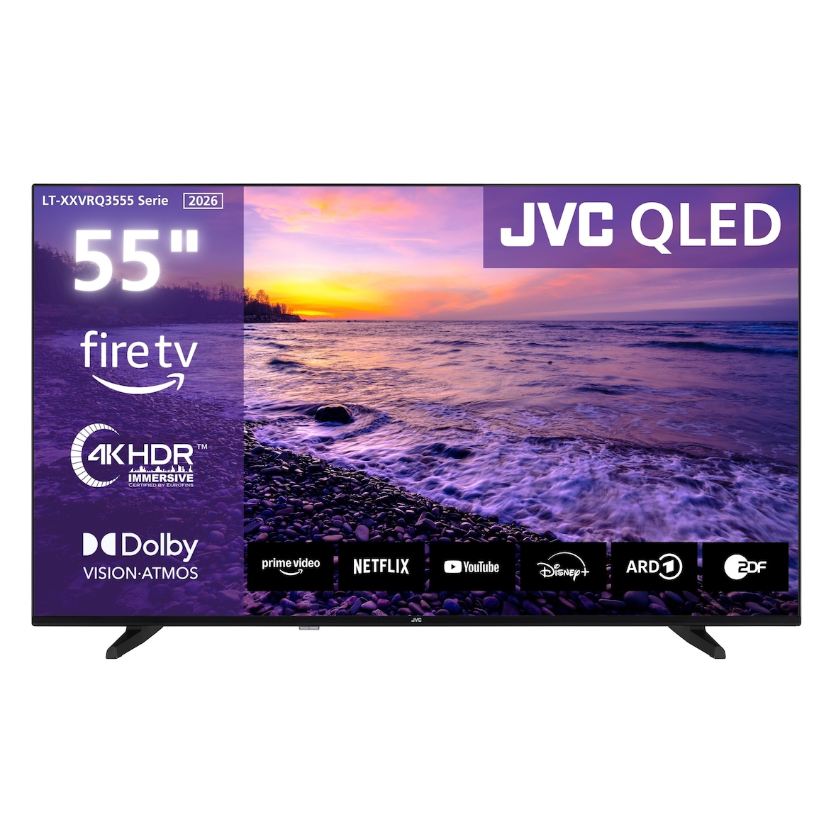 JVC LT-55VRQ3555 QLED Fernseher 55 Zoll Fire TV 4K UHD Smart TV HDR Dolby Vision Atmos, Alexa (2026)