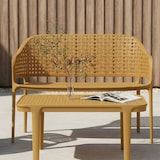 thumbnail of Set salotto da giardino con divano, 2 poltrone impilabili e tavolino in polipropilene intrecciato, terrazzo, piscina, bar, resistente – Sirmione- Ocra