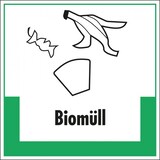 thumbnail of Schild I Abfallkennzeichen Biomüll, mit Symbol und Text, Kunststoff, 200x200mm
