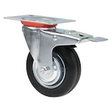 thumbnail of HMF 6790 Schwerlastrollen mit Bremse aus Vollgummi, 4 Stück, 100 mm, bis 280 kg, Schwarz