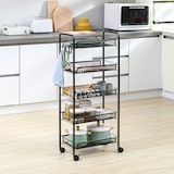 thumbnail of Carrito auxiliar con ruedas carrito de cocina de 5 niveles con cestas de malla extraíbles y marco de acero para baño comedor 45x26,5x106 cm negro