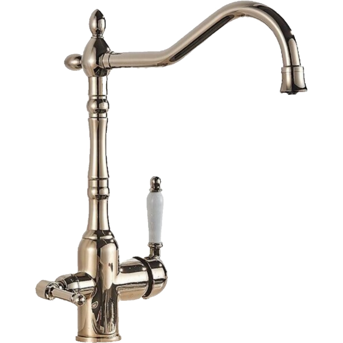 Julián | Estera de filtro brillante dorada de 3 vías vintage|Grifo de Osmosis de Acero Inoxidable para Catering Cocina  Retro filtro 360° 3 conexiones