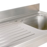 thumbnail of Romux® Fregadero de Acero Inoxidable de 1 Seno con Escurridor Izquierda 1400x700x850 mm Desmontable | Pica Industrial con patas | Pila Lavadero