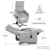 thumbnail of Fernsehsessel mit Aufstehhilfe, Relaxsessel mit Liegefunktion, mit einem Motor, 120 kg belastbar, Mikrofaser, Hellgrau - Raburg Ada
