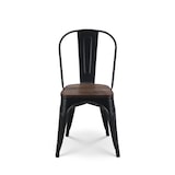thumbnail of Chaise en métal noir mat avec assise en bois foncé - Style industriel