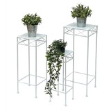 thumbnail of DanDiBo Blumenhocker Weiß Metall Eckig Blumenständer 96314 3er Set Beistelltisch Blumensäule Modern Pflanzenständer Pflanzenhocker