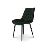 thumbnail of Lot de 2 chaises de salle à manger en velours vert foncé – Assise rembourrée confortable – Pieds en métal noir