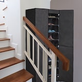 thumbnail of Relaxdays Schuhschrank, 30 Paar Schuhe, magnetische Türen, Stecksystem, Stoffschrank HBT: 168 x 61 x 31,5 cm, anthrazit