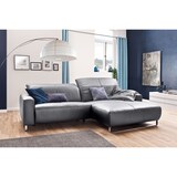 thumbnail of KAWOLA Sofa YORK Leder Life-line light-grey Recamiere rechts Fuß Metall Chrom matt