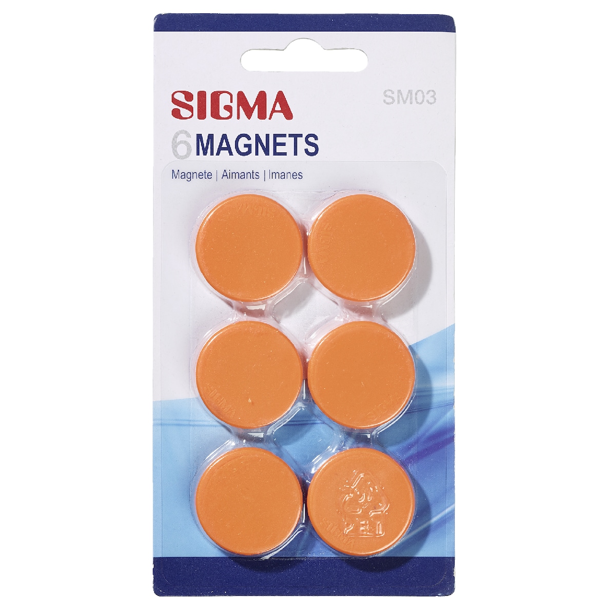 SIGMA Magnete, Polystyren, Ø 3.2 cm, orange, 6 Stück
