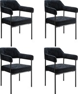 thumbnail of tectake Armlehnstuhl Doé, gepolstert, Stahlbeine  - 4er Set Webstoff schwarz/schwarz