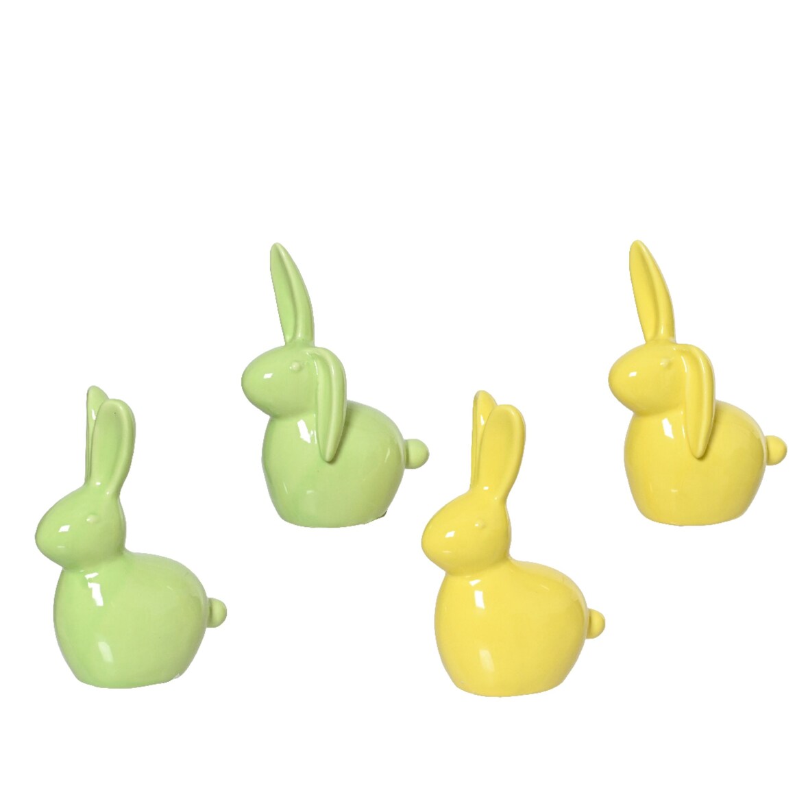 1 Dekofigur Osterhase 11,8cm Porzellan Dekohase Osterdeko Tischdeko Ostern Frühlingsdeko Osterschmuck Hase Figur Geschenk Gelb Grün