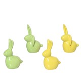 thumbnail of 1 Dekofigur Osterhase 11,8cm Porzellan Dekohase Osterdeko Tischdeko Ostern Frühlingsdeko Osterschmuck Hase Figur Geschenk Gelb Grün