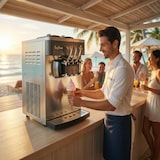 thumbnail of Máquina de helado soft de sobremesa, 3 palancas, bomba de aire y con sistema de prerrefrigeración, producción hasta 28L por hora - GLG03M