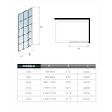 thumbnail of AICA Walkin Mampara Panel de ducha serigrafiada de celosía cuadrada Vidrio Antical 8mm con Barra1 90cm Perfil Negro Mate (88-90)x200cm