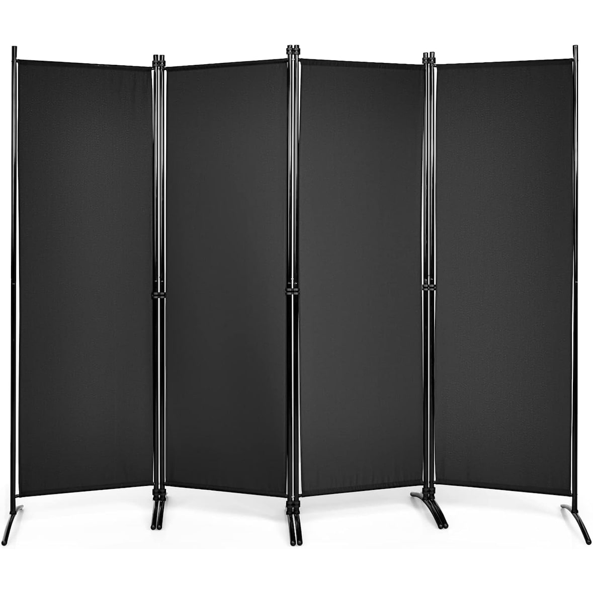 COSTWAY Tabique divisorio, 220 x 173 cm, biombo plegable, biombo de privacidad, 4 piezas, negro