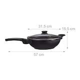 thumbnail of Relaxdays Wok Pfanne mit Glasdeckel 30 cm, Griffe, Antihaftbeschichtung, für Induktion, Gas-, Elektroherd, 4 l, schwarz