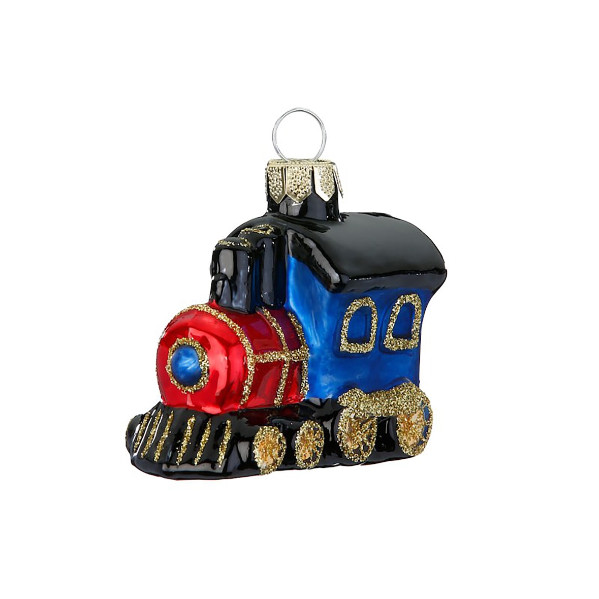 Christbaumschmuck Glas 6cm Lokomotive Figur Handbemalt Weihnachtsbaum Anhänger Weihnachten Christbaumanhänger Weihnachtsbaumschmuck Eisenbahn Blau Rot